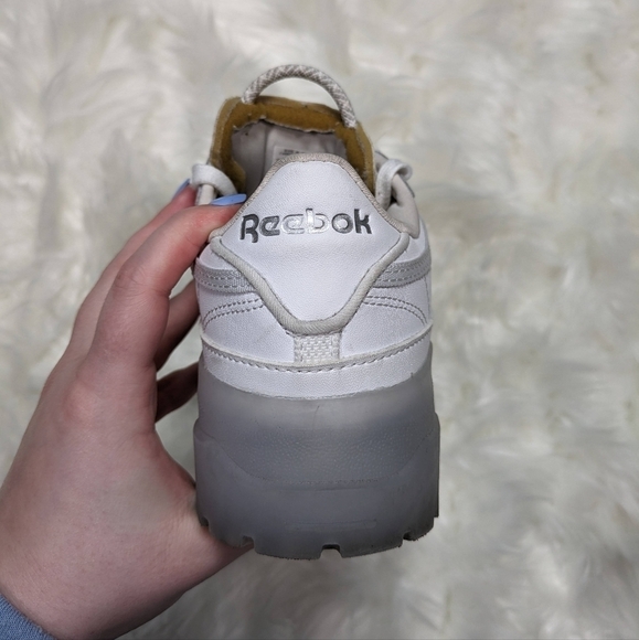 Reebok X Cardi B Club C Platform Chunky Triple White Chalk Sneakers Size 37 - Picture 8 of 11